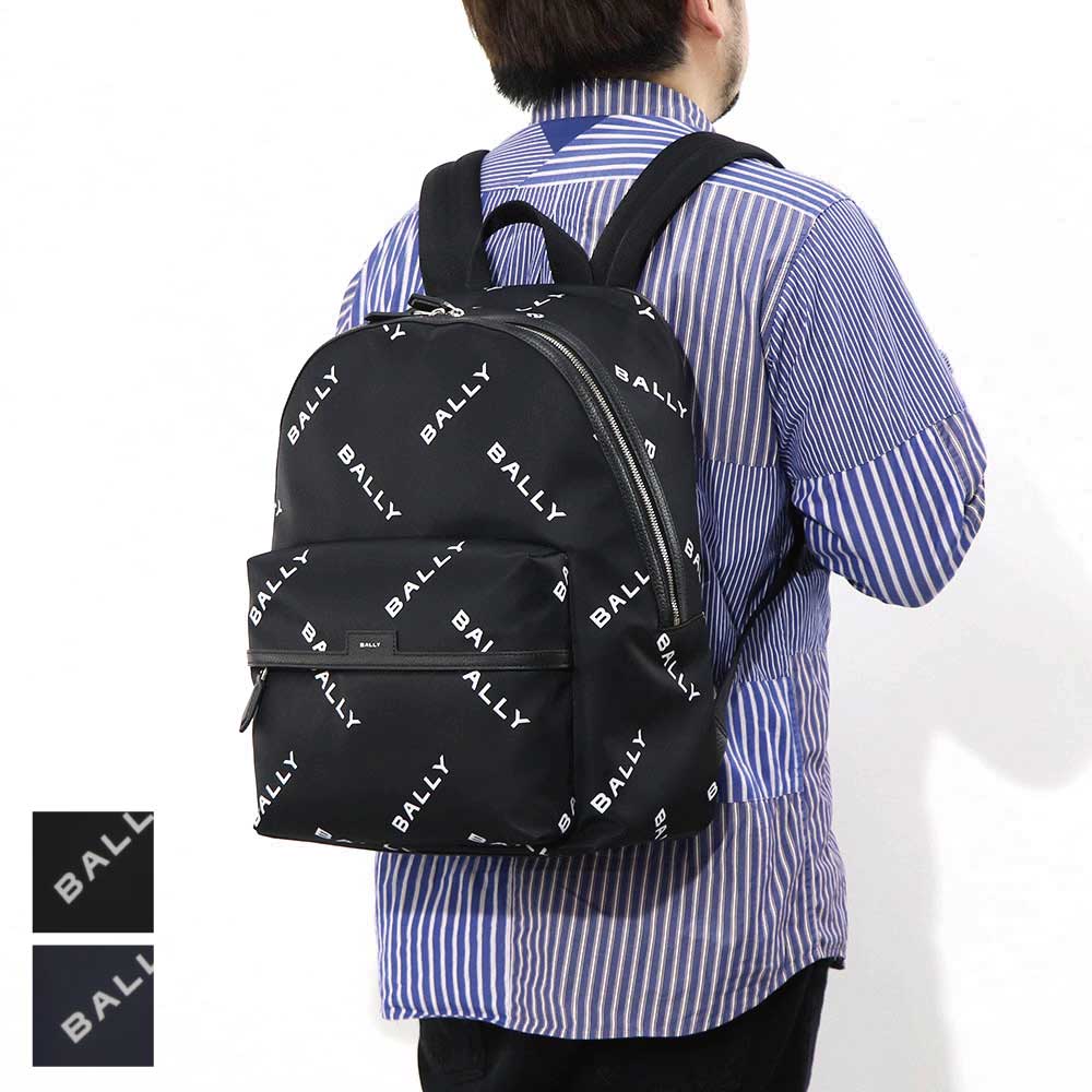 バリー BALLY バッグ リュック・デイパック ユニセックス CODE BACKPCK ネイビー ブラック ナイロン レザー メンズ レディース ロゴプリント 総柄 MAK02W