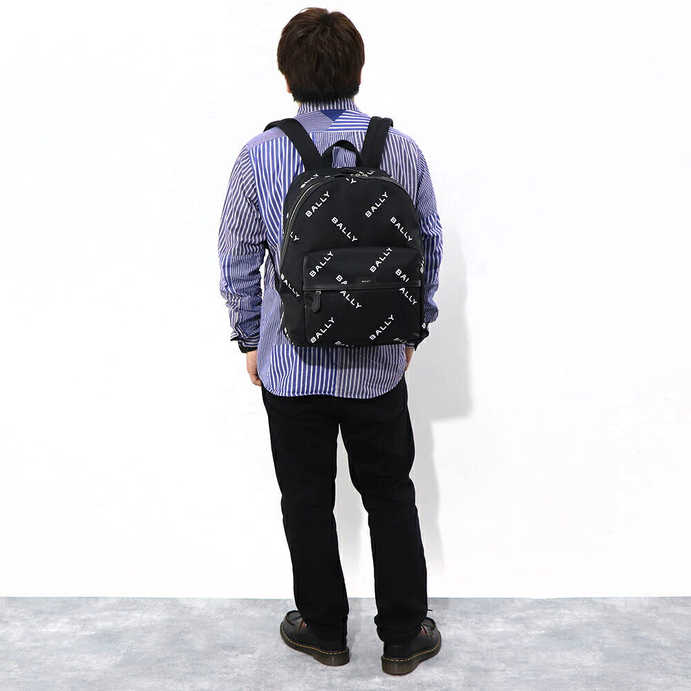 バリー BALLY バッグ リュック・デイパック ユニセックス CODE BACKPCK ネイビー ブラック ナイロン レザー メンズ レディース ロゴプリント 総柄 MAK02W