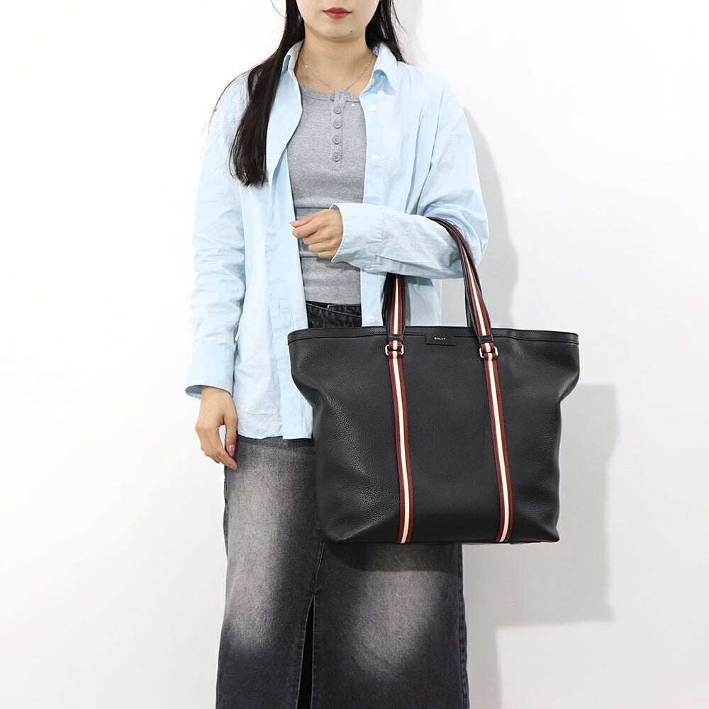 バリー BALLY バッグ トートバッグ ユニセックス CODE TOTE M ブラック レザー メンズ レディース ロゴ シルバー金具 シンプル 大容量 MAE02W