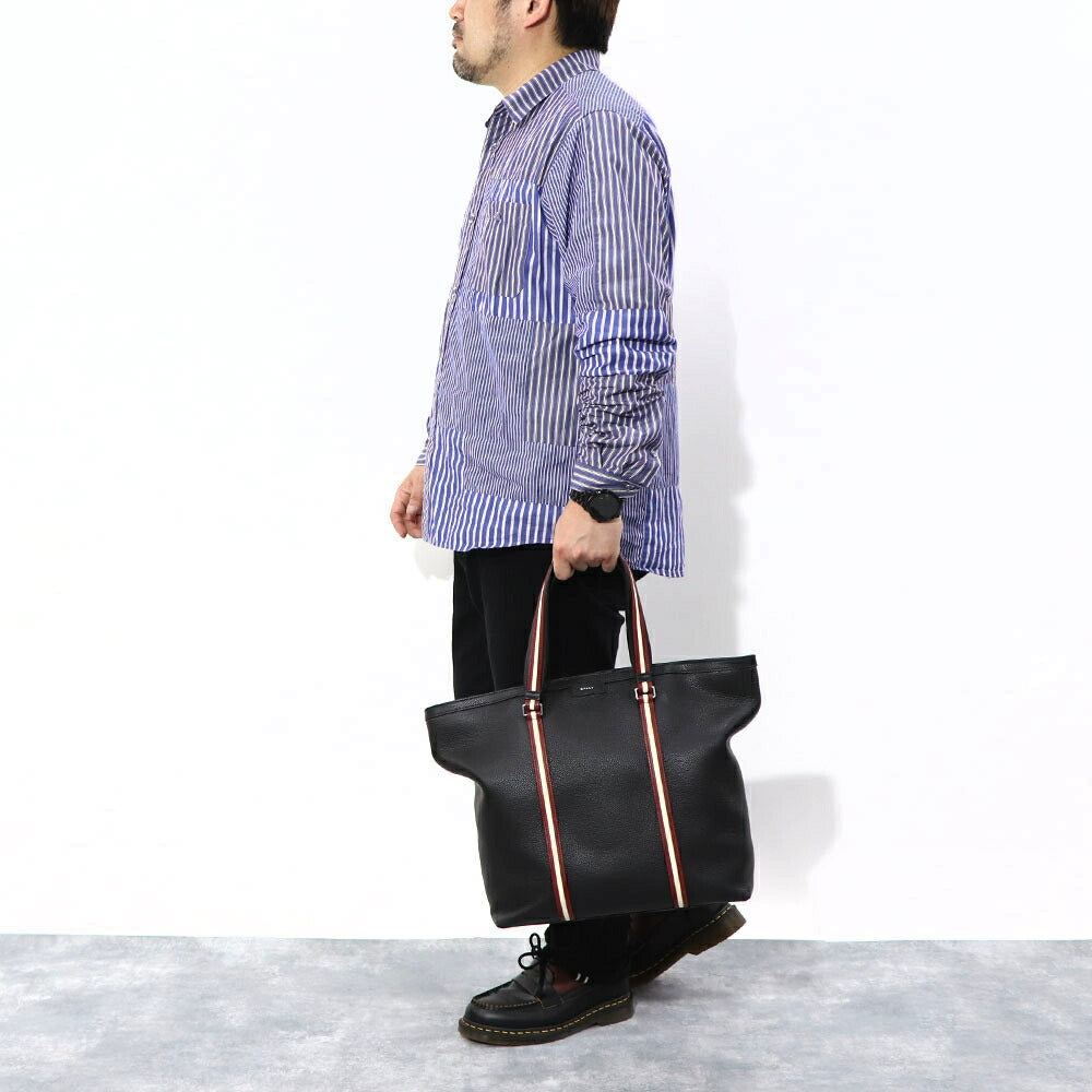 バリー BALLY バッグ トートバッグ ユニセックス CODE TOTE M ブラック レザー メンズ レディース ロゴ シルバー金具 シンプル 大容量 MAE02W