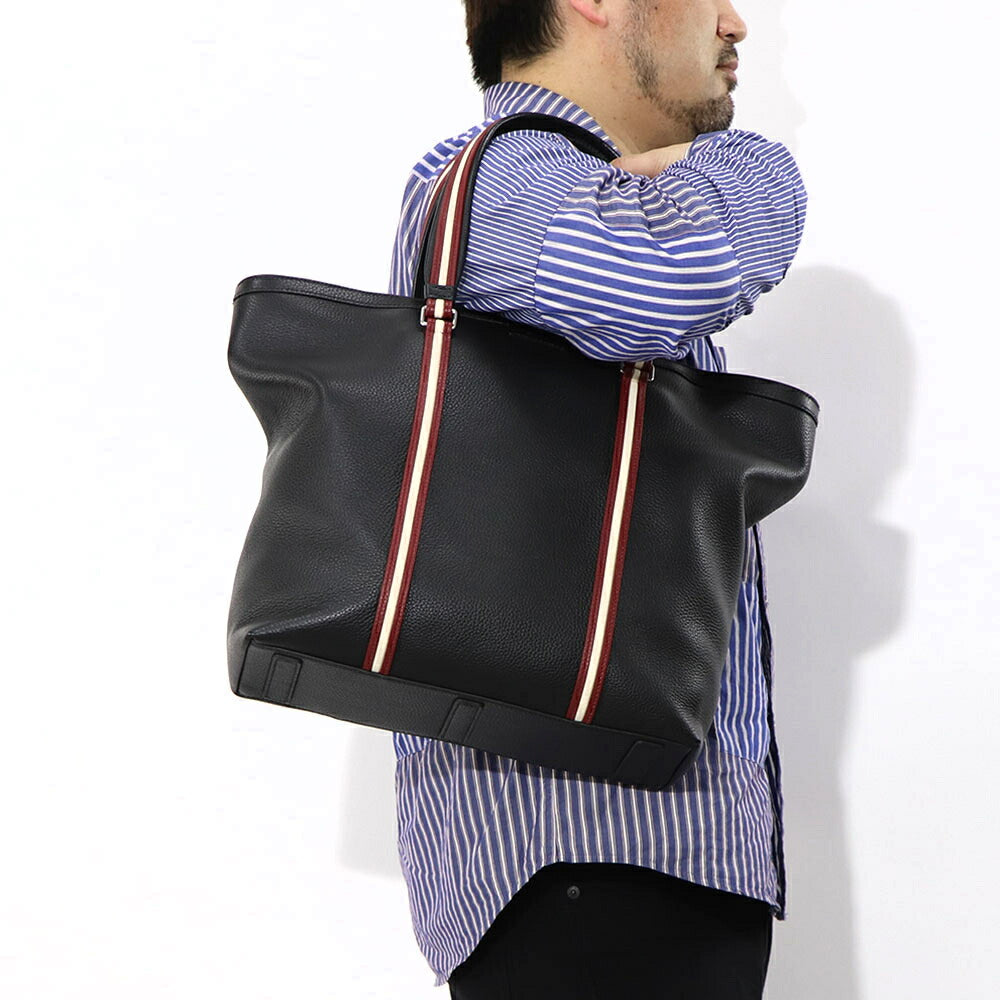 バリー BALLY バッグ トートバッグ ユニセックス CODE TOTE M ブラック レザー メンズ レディース ロゴ シルバー金具 シンプル 大容量 MAE02W