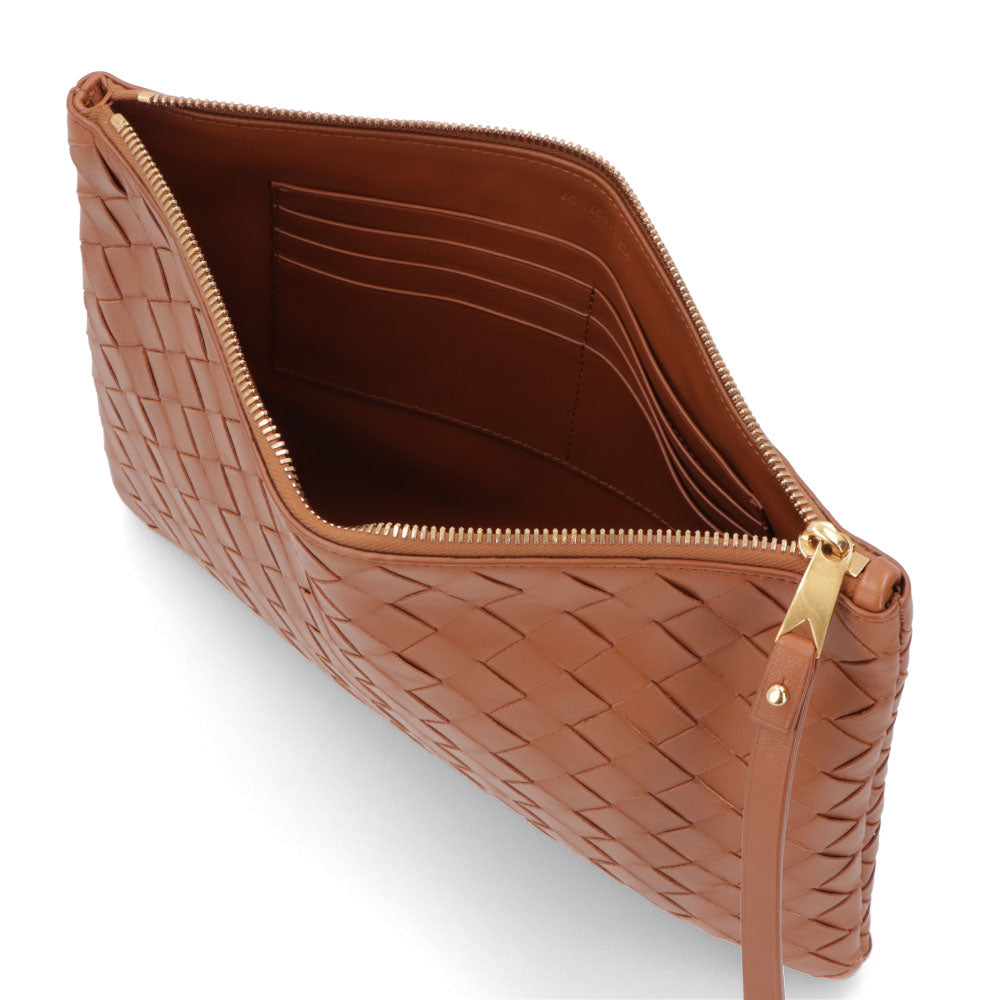 ボッテガ ヴェネタ BOTTEGA VENETA バッグ クラッチ ユニセックス ブラウン レザー メンズ レディース イントレチャート セカンドバッグ フラットポーチ 749922 VCPP3