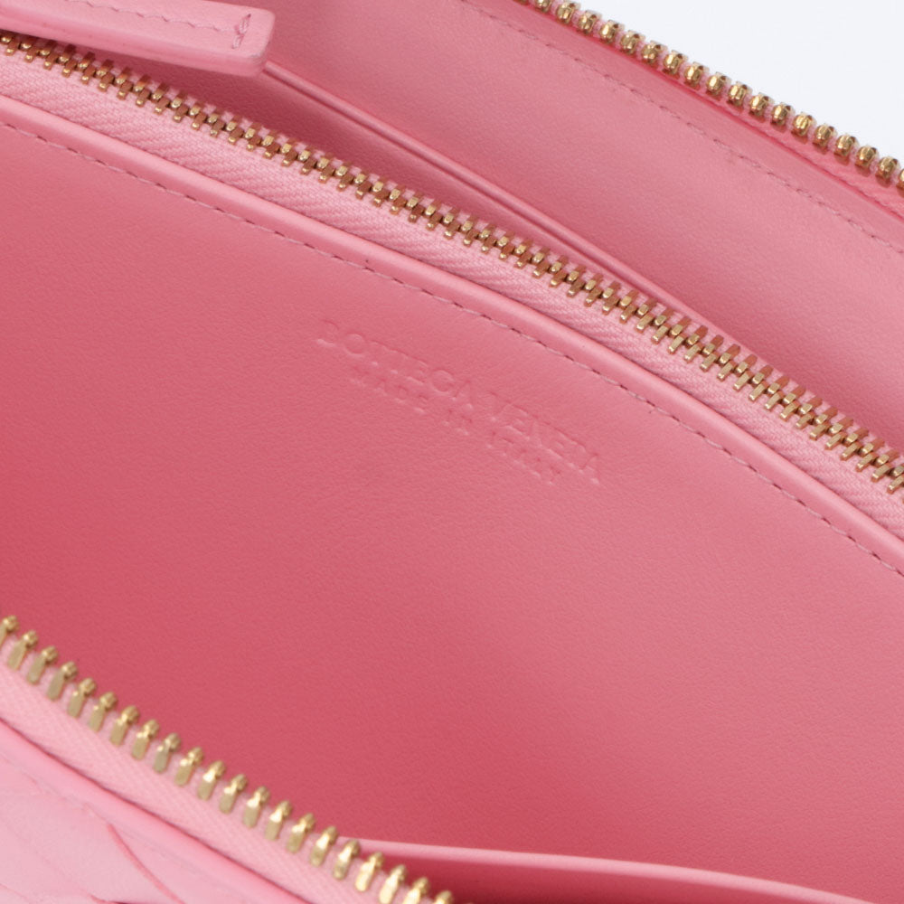 ボッテガ ヴェネタ BOTTEGA VENETA 財布 長財布 レディース イントレチャート ジップアラウンドウォレット ピンク ラムスキン コインパース付きイントレチャート ロングウォレット ゴールド金具 ラウンドジップ 742332 VCPP2