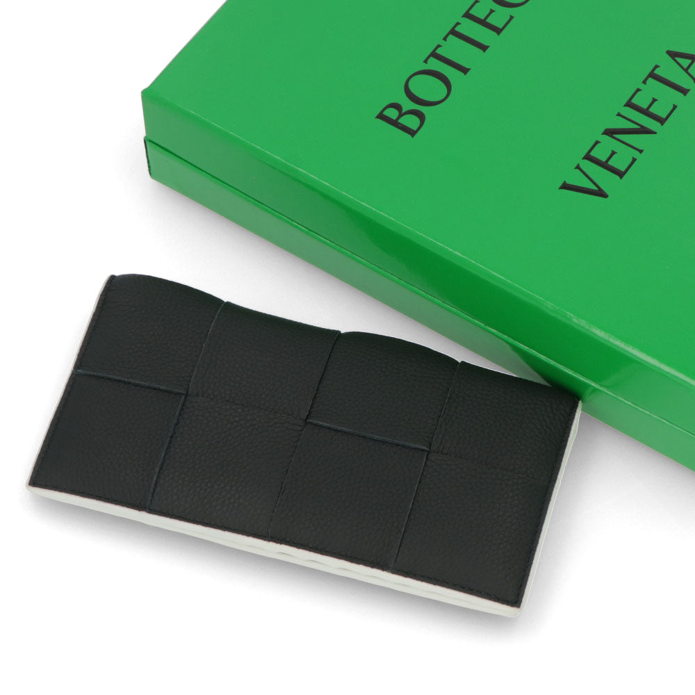 ボッテガ ヴェネタ BOTTEGA VENETA 財布 長財布 メンズ ブラック×ホワイト レザー マキシイントレチャート カードケース ロゴ 749464 VCP14