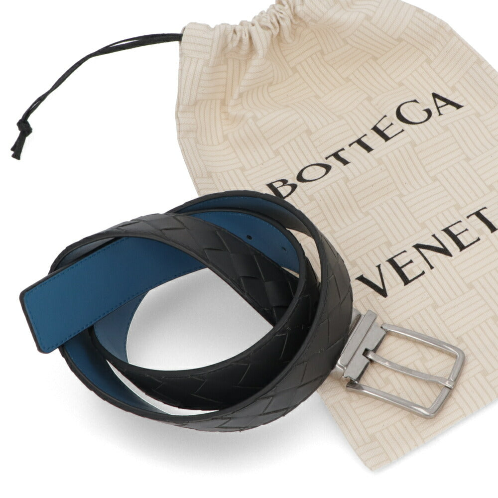 ボッテガ ヴェネタ BOTTEGA VENETA 雑貨 ベルト メンズ ブラック×ブルー カーフスキン イントレチャート リバーシブルベルト コントラストカラー 652944 VCPQ1