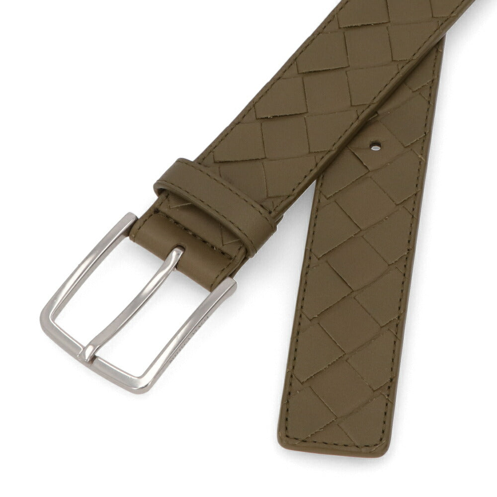 ボッテガ ヴェネタ BOTTEGA VENETA 雑貨 ベルト メンズ BELT IN INTRECCIATO VN カーキ カーフレザー イントレチャート ピン式バックルベルト シンプル 609182 VCPQ3