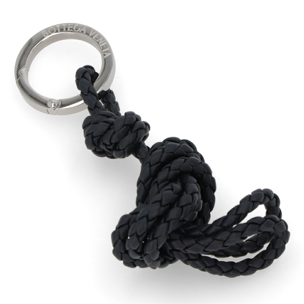 ボッテガ ヴェネタ BOTTEGA VENETA 雑貨 キーリング・キーケース ユニセックス グレージュ ネイビー ラムスキン イントレチャート ロング キーリング 編み込み スプリングカラビナ 758630 VMAY0