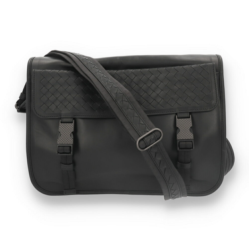 ボッテガ ヴェネタ BOTTEGA VENETA バッグ ショルダーバッグ 534435 VQ12A1000 イントレチャート メンズ ブラック A4対応 横型 メッセンジャーバッグ