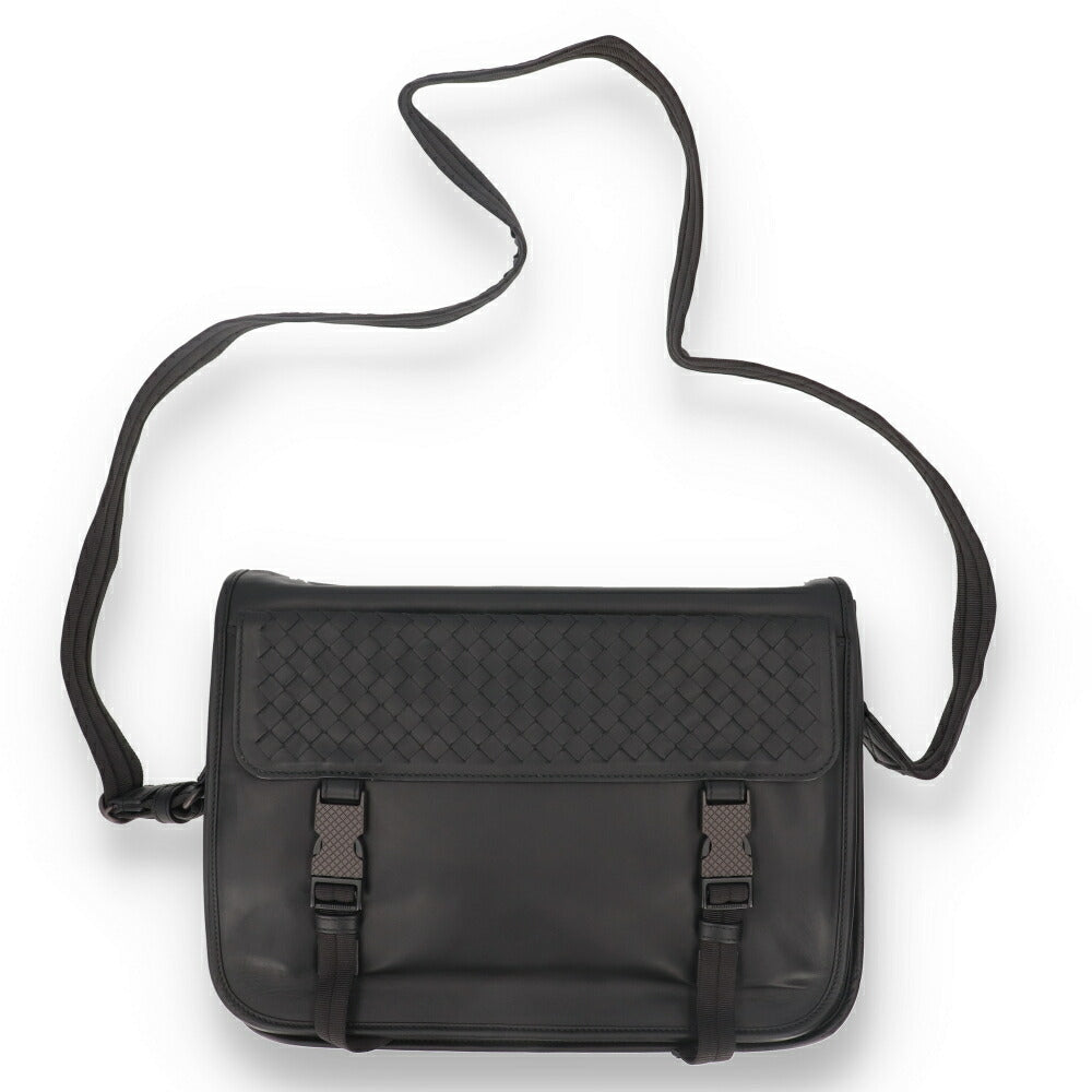 ボッテガ ヴェネタ BOTTEGA VENETA バッグ ショルダーバッグ 534435 VQ12A1000 イントレチャート メンズ ブラック A4対応 横型 メッセンジャーバッグ
