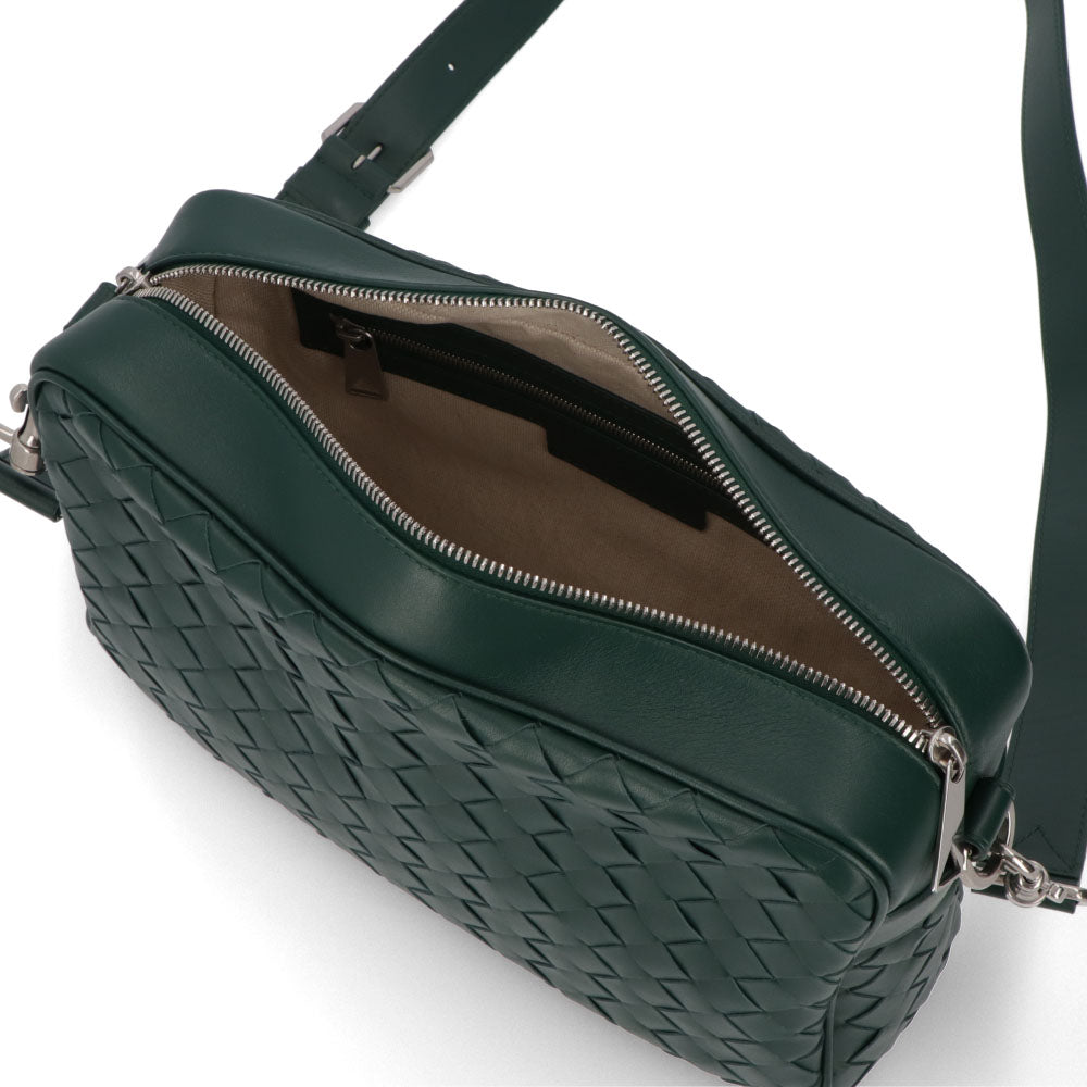 ボッテガ ヴェネタ BOTTEGA VENETA バッグ ショルダーバッグ メンズ INTRECCIATO MEDIUM CAMERA BAG ディープグリーン カーフスキン クロスボディバッグ カメラバッグ イントレチャート 755925 V2HL1