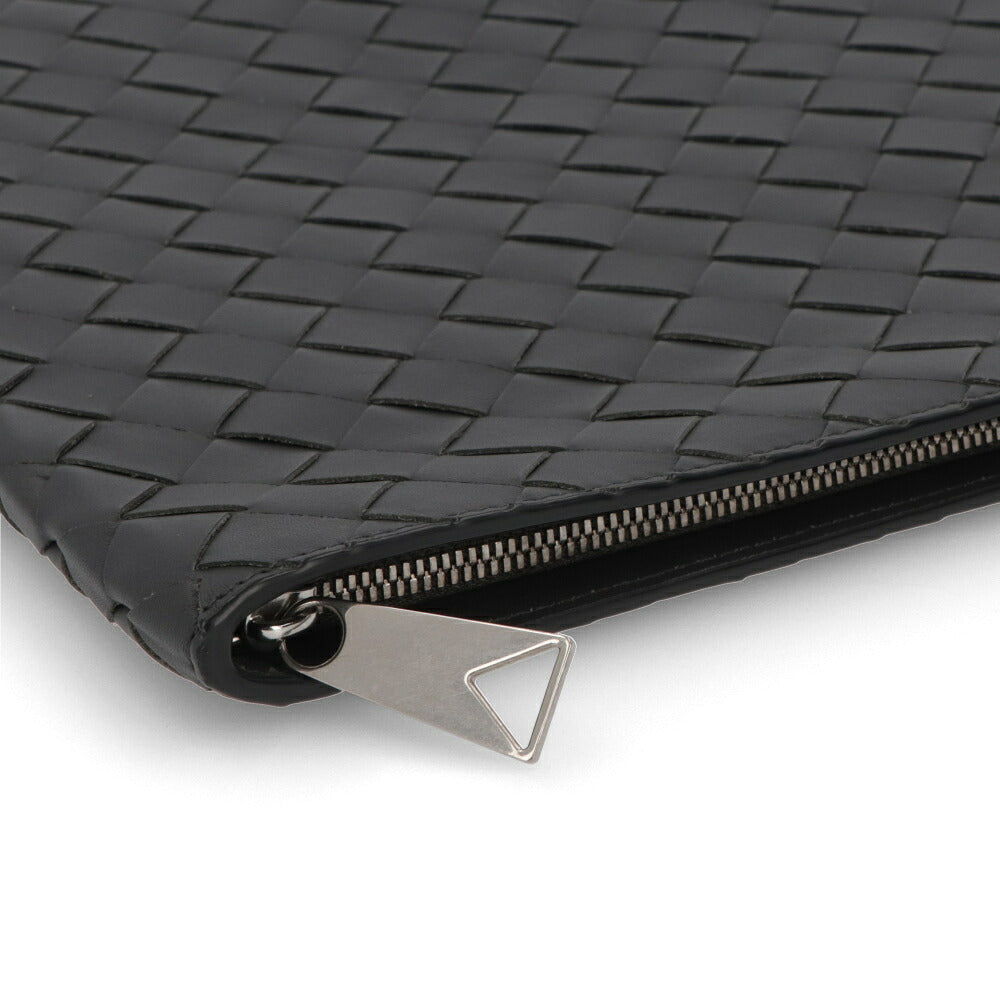 ボッテガ ヴェネタ BOTTEGA VENETA バッグ クラッチバッグ メンズ Intrecciato Half Zipped Pouch ブラック グリーン カーフスキン イントレチャート ハーフジップポーチ コントラストカラー 607479 VCPQ5