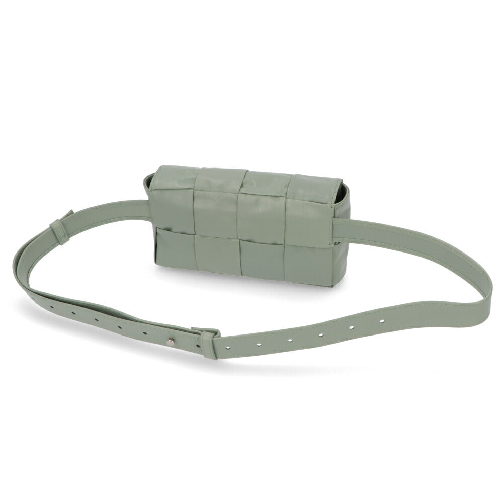 ボッテガ ヴェネタ BOTTEGA VENETA バッグ ショルダーバッグ ユニセックス CASSETTE ライトグリーン ベージュ カーフスキン ペーパーカーフ マキシイントレチャートレザー ミニベルトバッグ ボディバッグ 651053 VCQ72