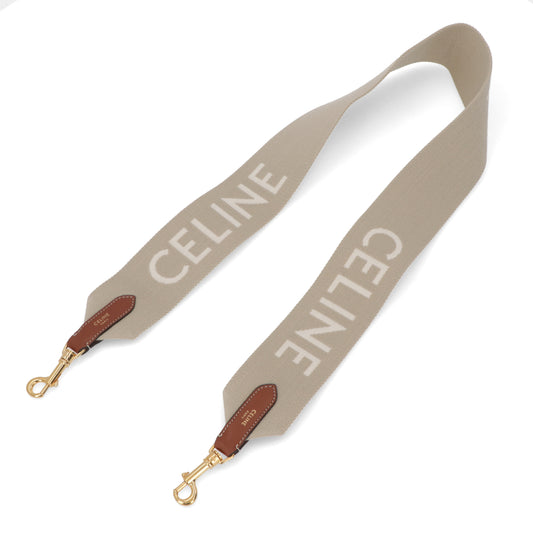 CELINE ロングストラップ ジャカード ベージュ ロゴ