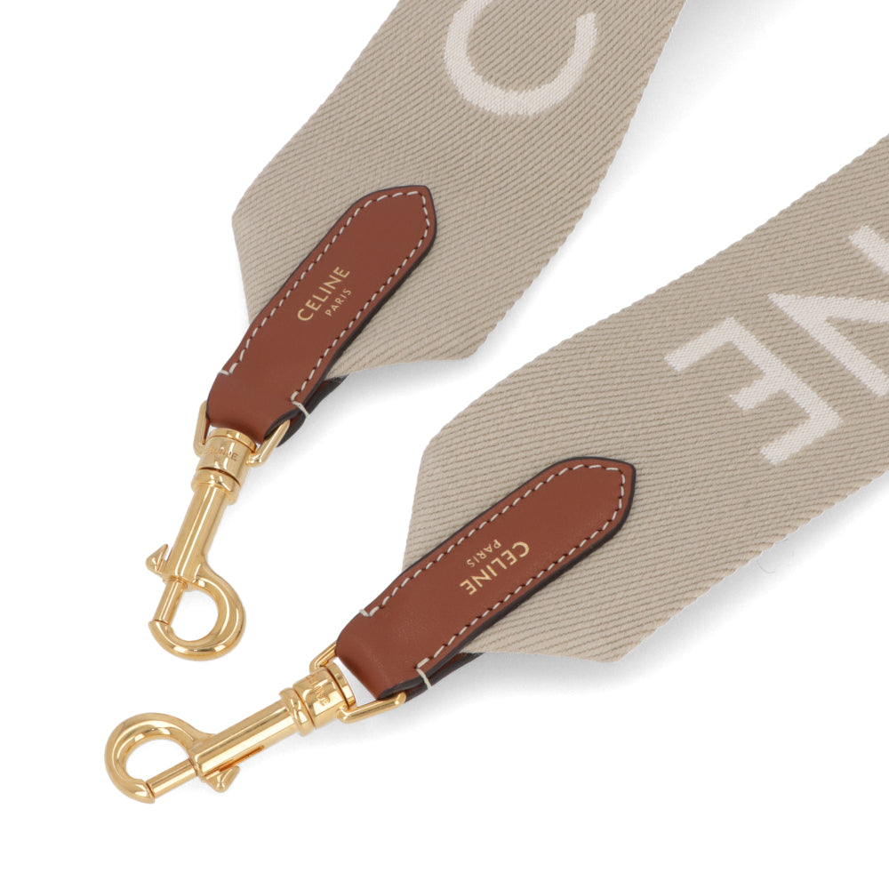 CELINE ロングストラップ ジャカード ベージュ ロゴ