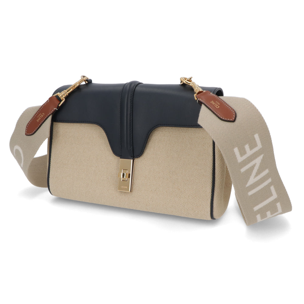 CELINE ロングストラップ ジャカード ベージュ ロゴ