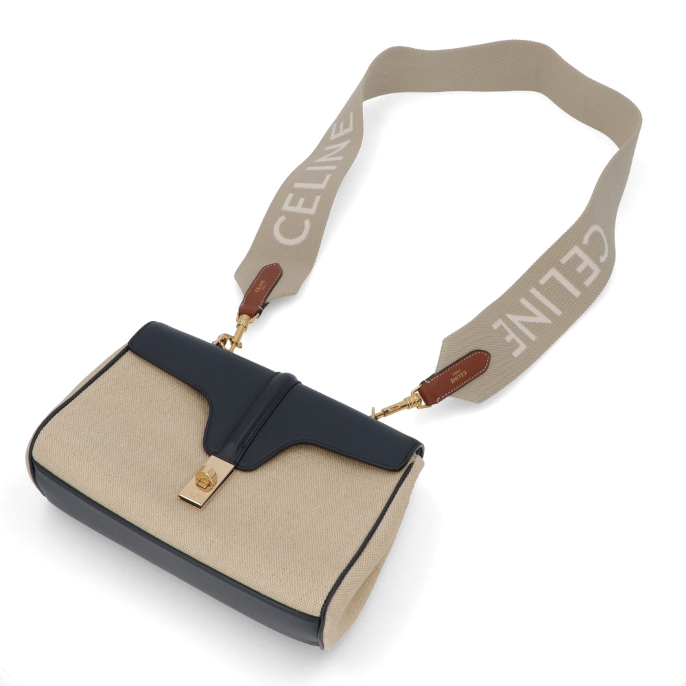 CELINE ロングストラップ ジャカード ベージュ ロゴ