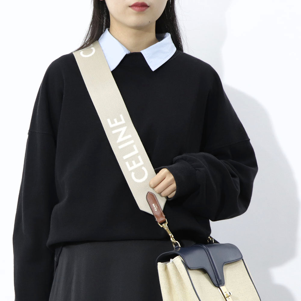 CELINE ロングストラップ ジャカード ベージュ ロゴ
