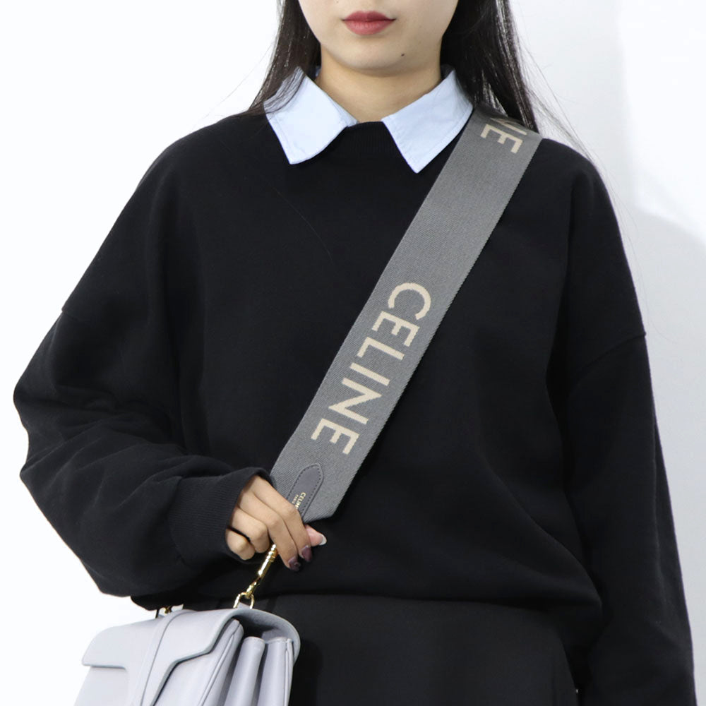 CELINE ロングストラップ ジャカード グレー ロゴ