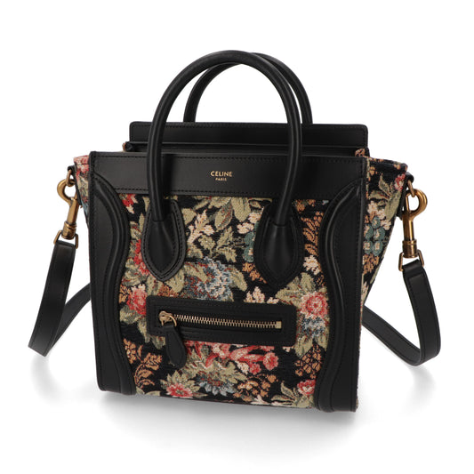 CELINE ラゲージ ナノ ハンドバッグ ブラック 花柄