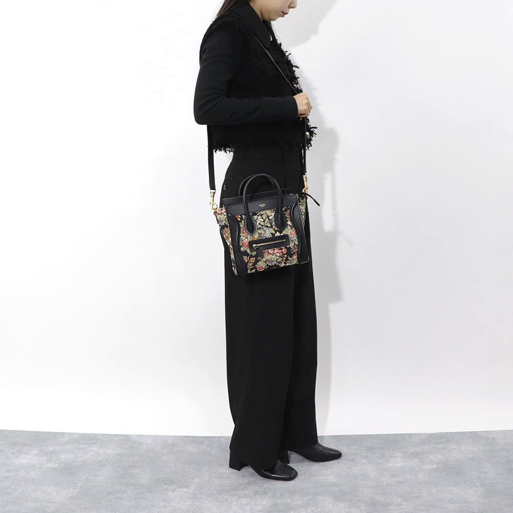 CELINE ラゲージ ナノ ハンドバッグ ブラック 花柄