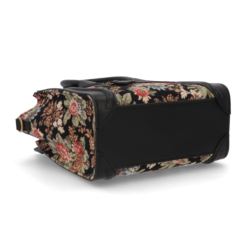 CELINE ラゲージ ナノ ハンドバッグ ブラック 花柄