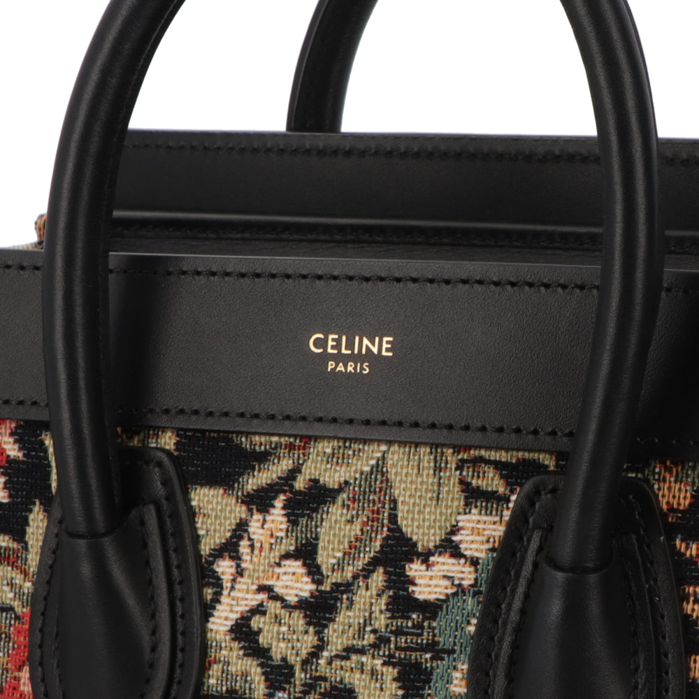 CELINE ラゲージ ナノ ハンドバッグ ブラック 花柄