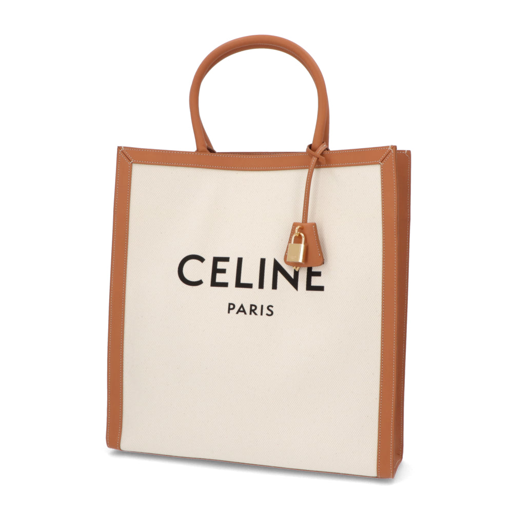 【廃盤】セリーヌ CELINE バッグ トートバッグ レディース ナチュラル タン キャンバス レザー ロゴ A4サイズ収納