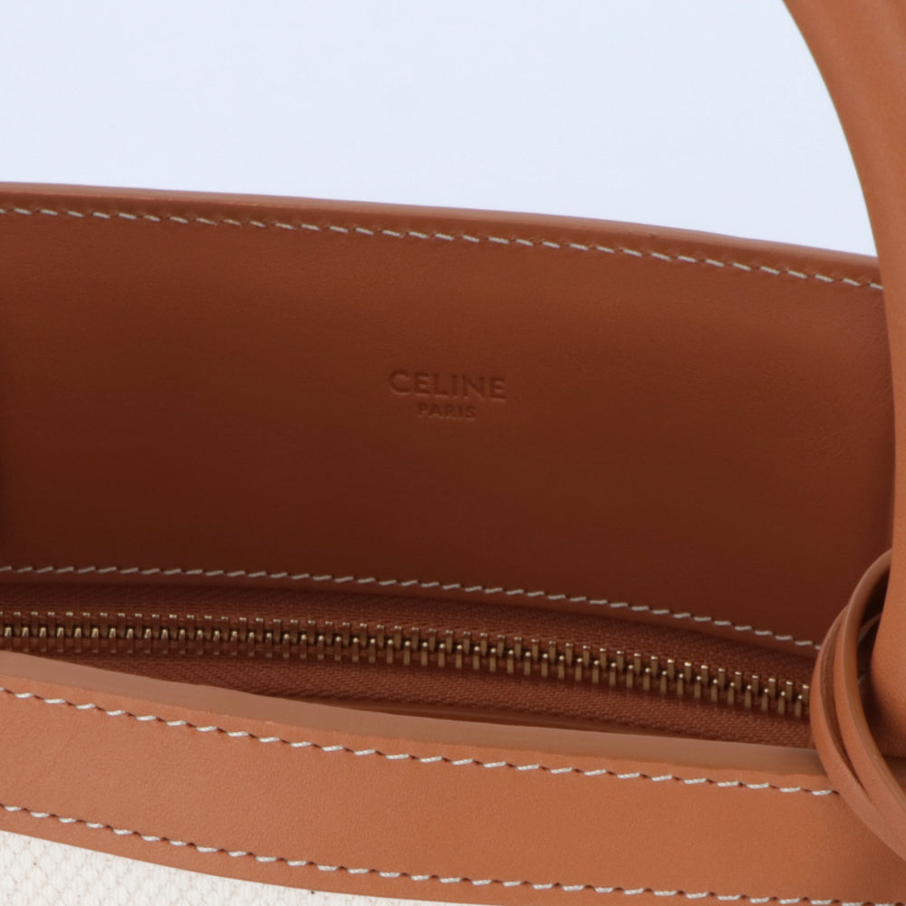 【廃盤】セリーヌ CELINE バッグ トートバッグ レディース ナチュラル タン キャンバス レザー ロゴ A4サイズ収納