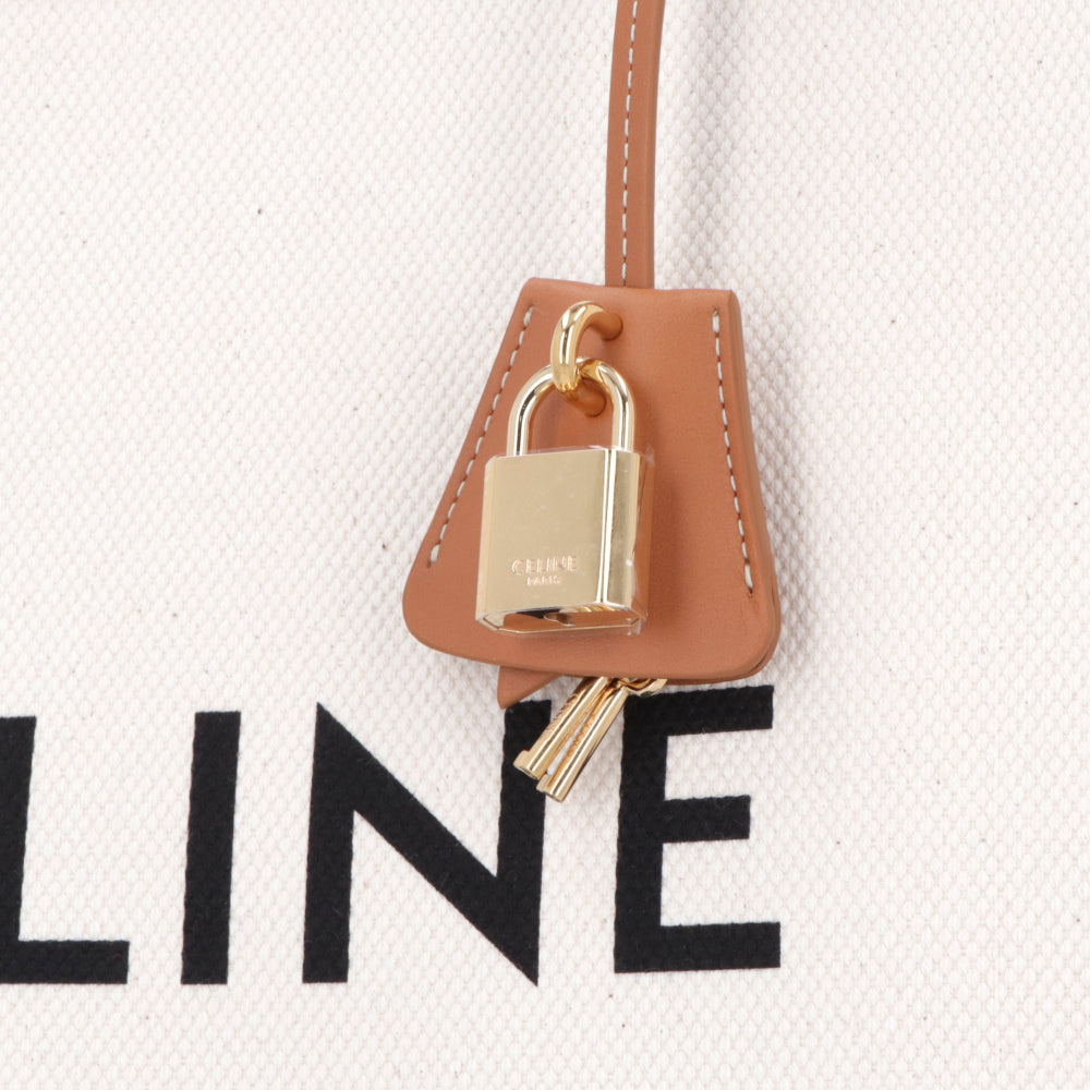 【廃盤】セリーヌ CELINE バッグ トートバッグ レディース ナチュラル タン キャンバス レザー ロゴ A4サイズ収納