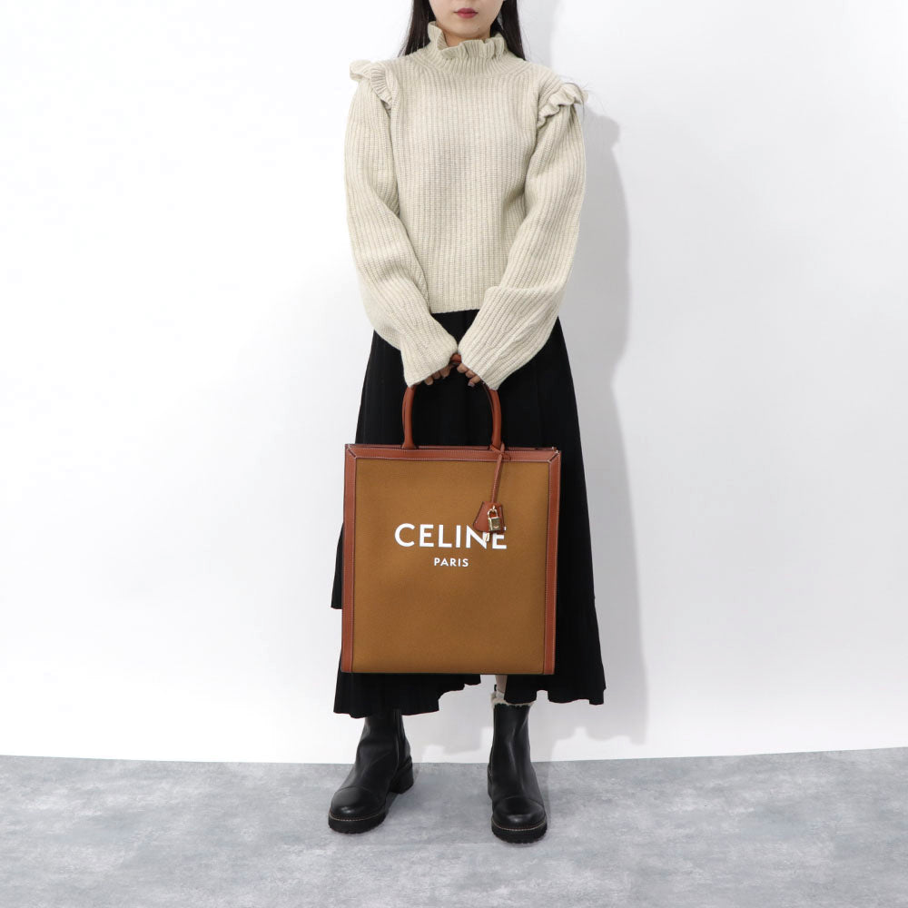 CELINE ラージ バーティカル トートバッグ オークル タン