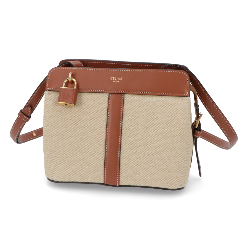 【廃盤】セリーヌ CELINE バッグ ショルダーバッグ レディース ナチュラル タン ミニバッグ レザー キャンバス