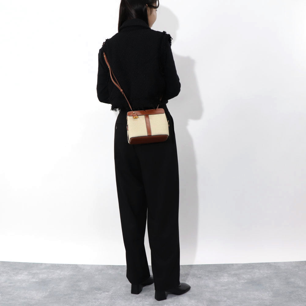 【廃盤】セリーヌ CELINE バッグ ショルダーバッグ レディース ナチュラル タン ミニバッグ レザー キャンバス