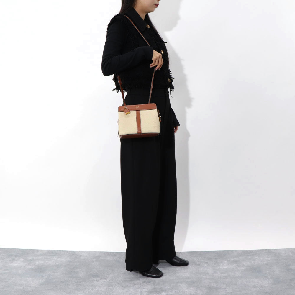【廃盤】セリーヌ CELINE バッグ ショルダーバッグ レディース ナチュラル タン ミニバッグ レザー キャンバス
