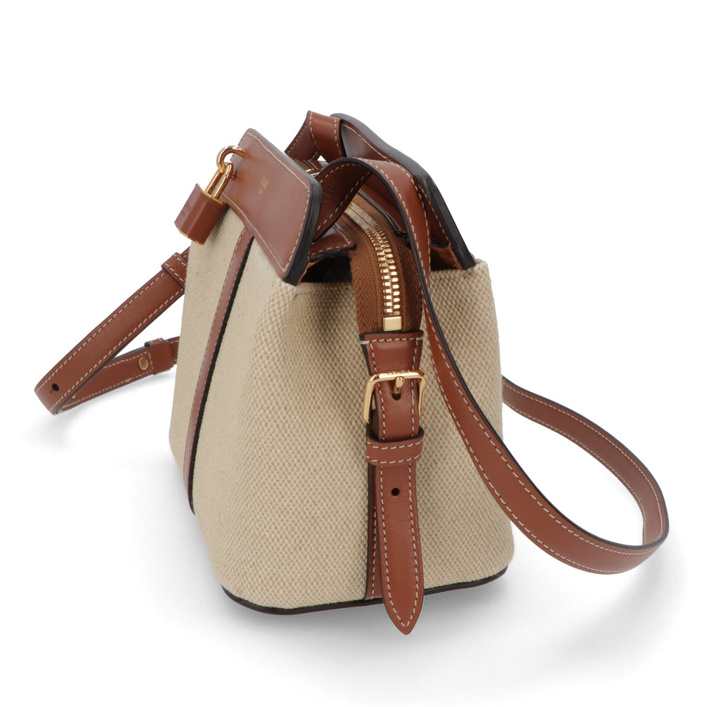 【廃盤】セリーヌ CELINE バッグ ショルダーバッグ レディース ナチュラル タン ミニバッグ レザー キャンバス