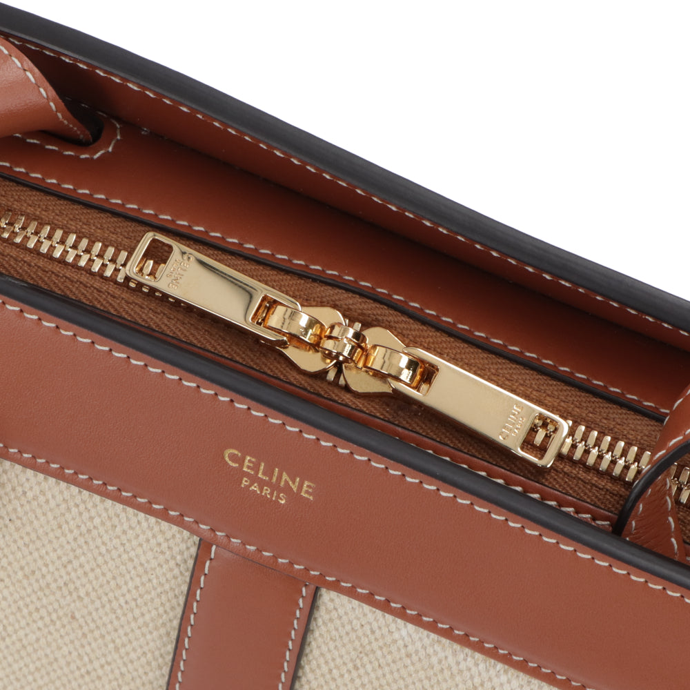 【廃盤】セリーヌ CELINE バッグ ショルダーバッグ レディース ナチュラル タン ミニバッグ レザー キャンバス