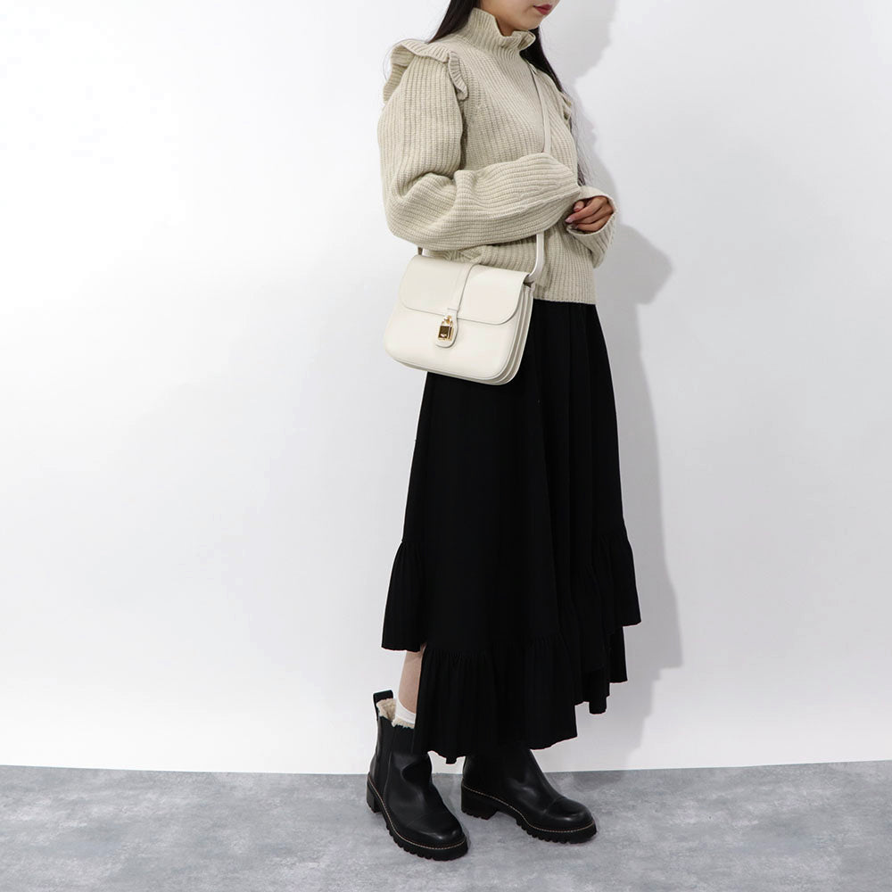 【廃盤】セリーヌ CELINE バッグ ショルダーバッグ レディース ライス ホワイト レザー シンプル カデナ