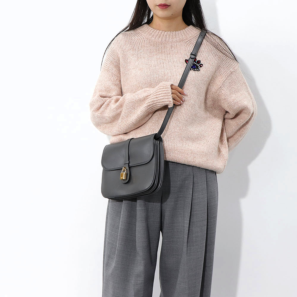 【廃盤】セリーヌ CELINE バッグ ショルダーバッグ レディース アンスラサイト グレー レザー シンプル カデナ