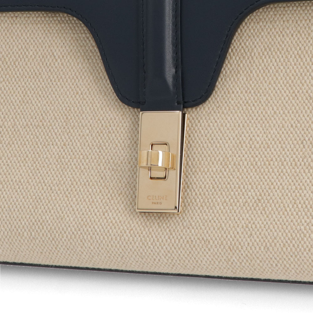 セリーヌ CELINE バッグ ショルダーバッグ レディース ティーン ソフト 16 セーズ バニラ ネイビー レザー ラフィア シンプル 196852DJ9.01NA
