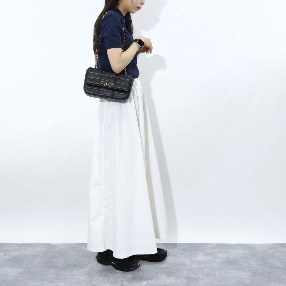 CELINE チェーンショルダーバッグ レザー ロゴ