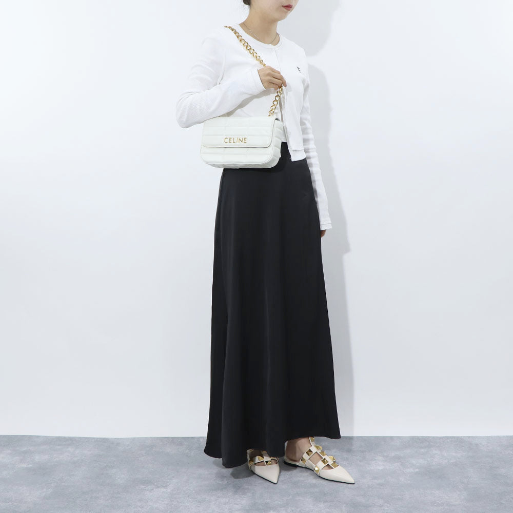 CELINE チェーンショルダーバッグ レザー ロゴ