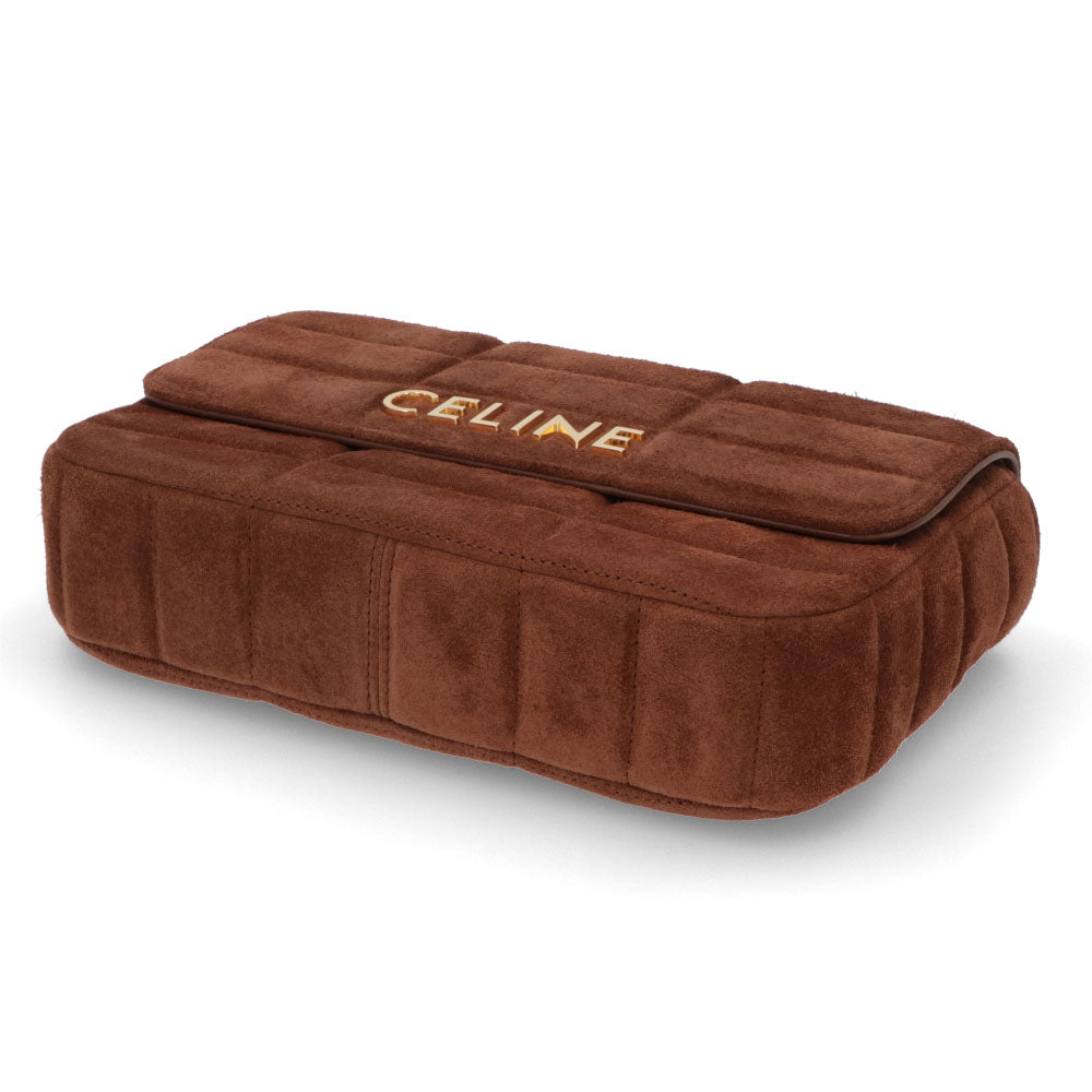 セリーヌ CELINE バッグ ショルダーバッグ レディース チェーンショルダーバッグ ブラウン カーフスキン ラムスキン ロゴ ゴールド金具 チェーンショルダー キルティング ハンドバッグ スエード生地 11127 3EZF
