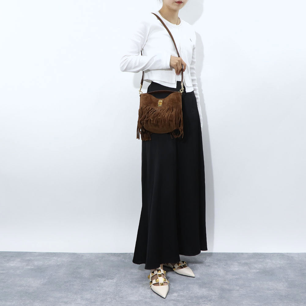 セリーヌ CELINE バッグ ショルダーバッグ レディース ティーンバケット ブラウン カーフスキン ラムスキン フリンジ ハンドバッグ 2Way ゴールド金具 11415 3EZV