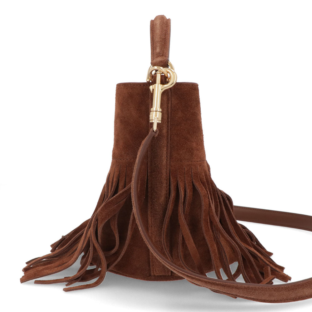 セリーヌ CELINE バッグ ショルダーバッグ レディース ティーンバケット ブラウン カーフスキン ラムスキン フリンジ ハンドバッグ 2Way ゴールド金具 11415 3EZV