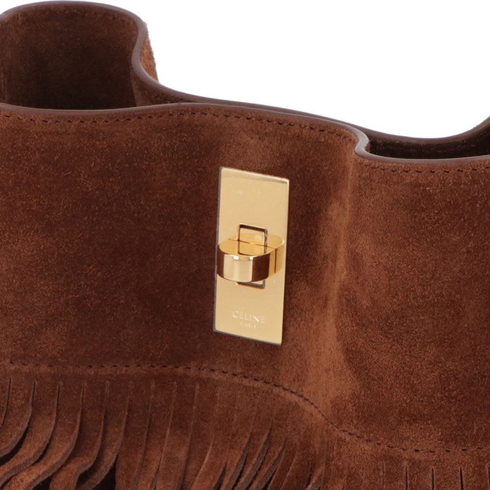 セリーヌ CELINE バッグ ショルダーバッグ レディース ティーンバケット ブラウン カーフスキン ラムスキン フリンジ ハンドバッグ 2Way ゴールド金具 11415 3EZV