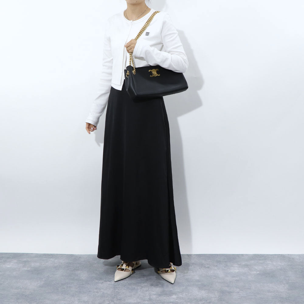 セリーヌ CELINE バッグ ショルダーバッグ レディース ニュースペーパー チェーン ブラック カーフスキン ラムスキン ロゴ トリオンフ ゴールド金具 チェーンショルダー 11425 3FDU