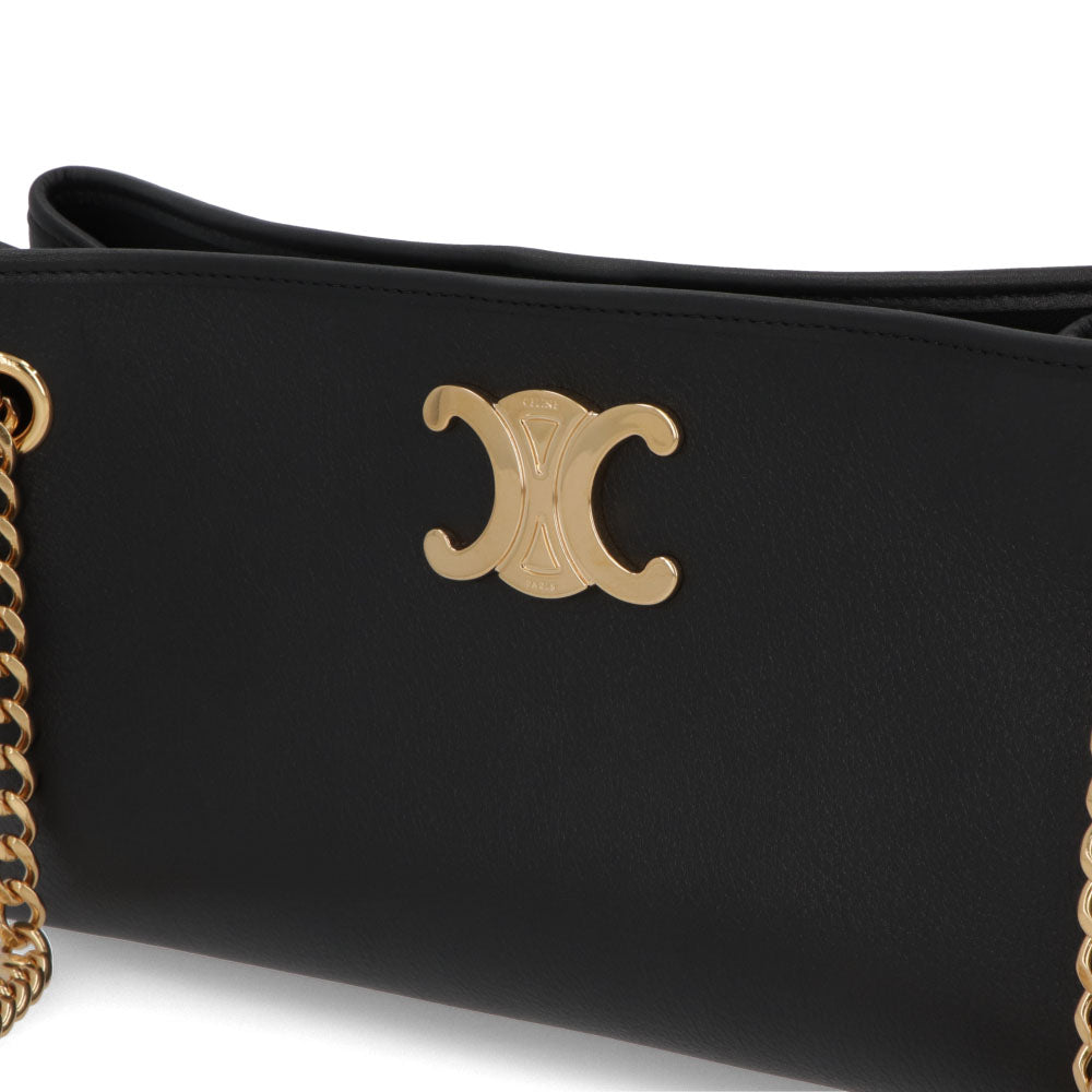 セリーヌ CELINE バッグ ショルダーバッグ レディース ニュースペーパー チェーン ブラック カーフスキン ラムスキン ロゴ トリオンフ ゴールド金具 チェーンショルダー 11425 3FDU