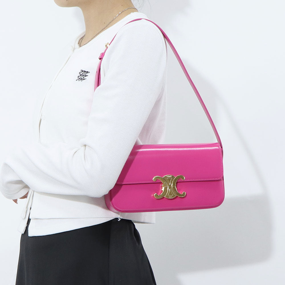 セリーヌ CELINE バッグ ショルダーバッグ レディース ピンク カーフスキン ラムスキン Triomphe トリオンフ レザー ハンドバッグ ロゴ 鞄 19414 3BF4