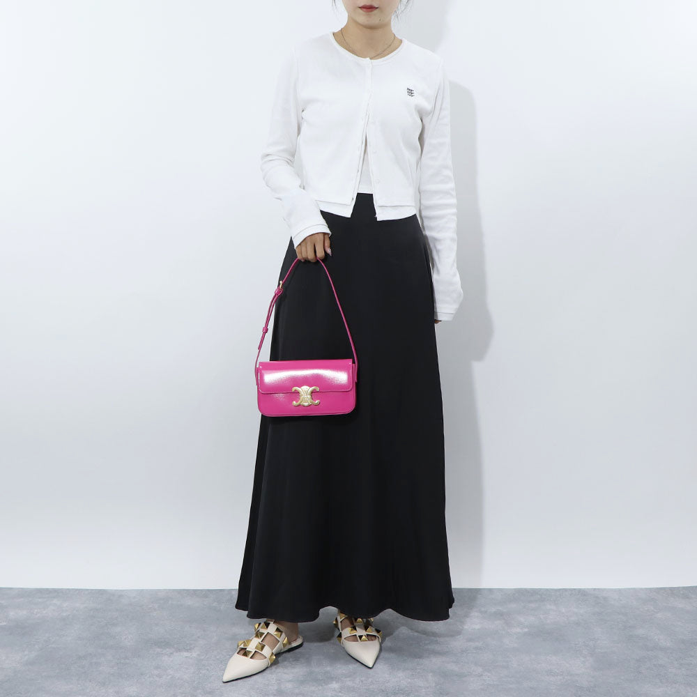 セリーヌ CELINE バッグ ショルダーバッグ レディース ピンク カーフスキン ラムスキン Triomphe トリオンフ レザー ハンドバッグ ロゴ 鞄 19414 3BF4