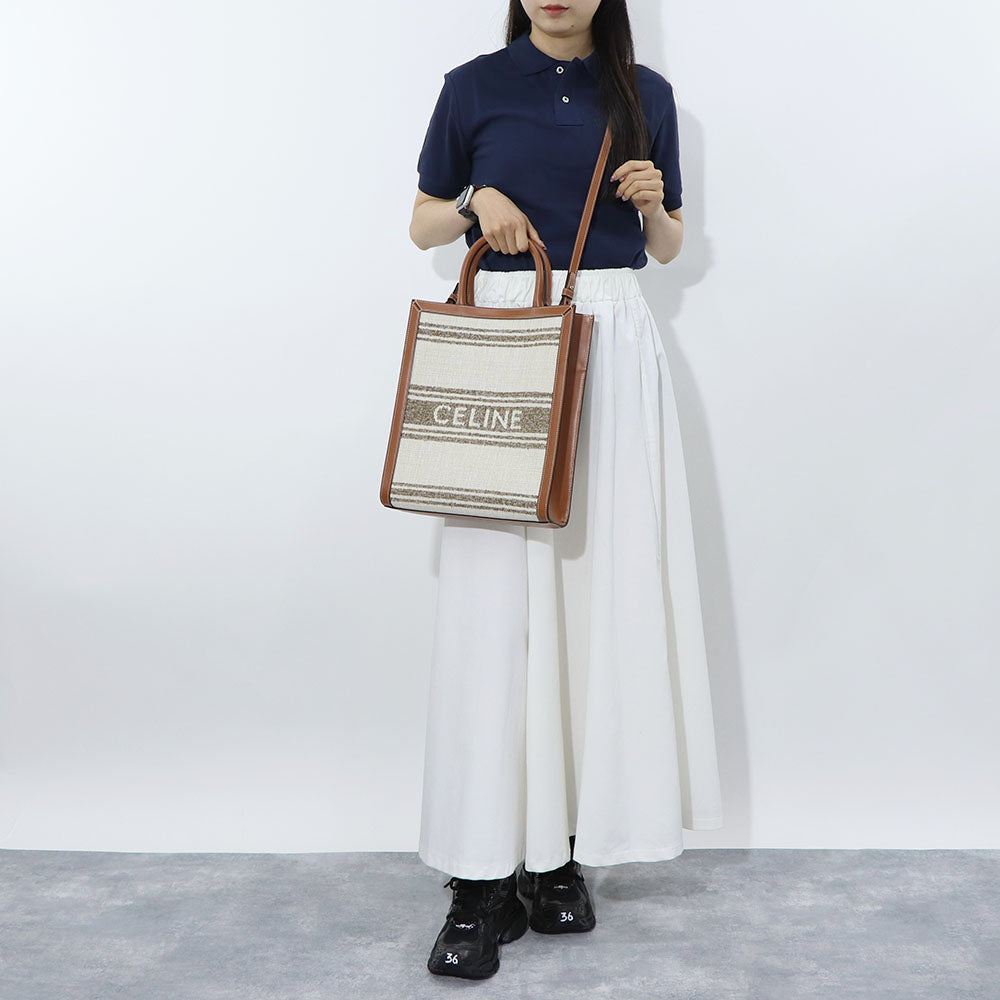 セリーヌ CELINE バッグ トートバッグ ユニセックス スモール カバ バーティカル ブラウン テキスタイル カーフスキントリミング ショルダー 2wayレディース メンズ ロゴ 鞄 Tobacco Tan 19208 2EZ5