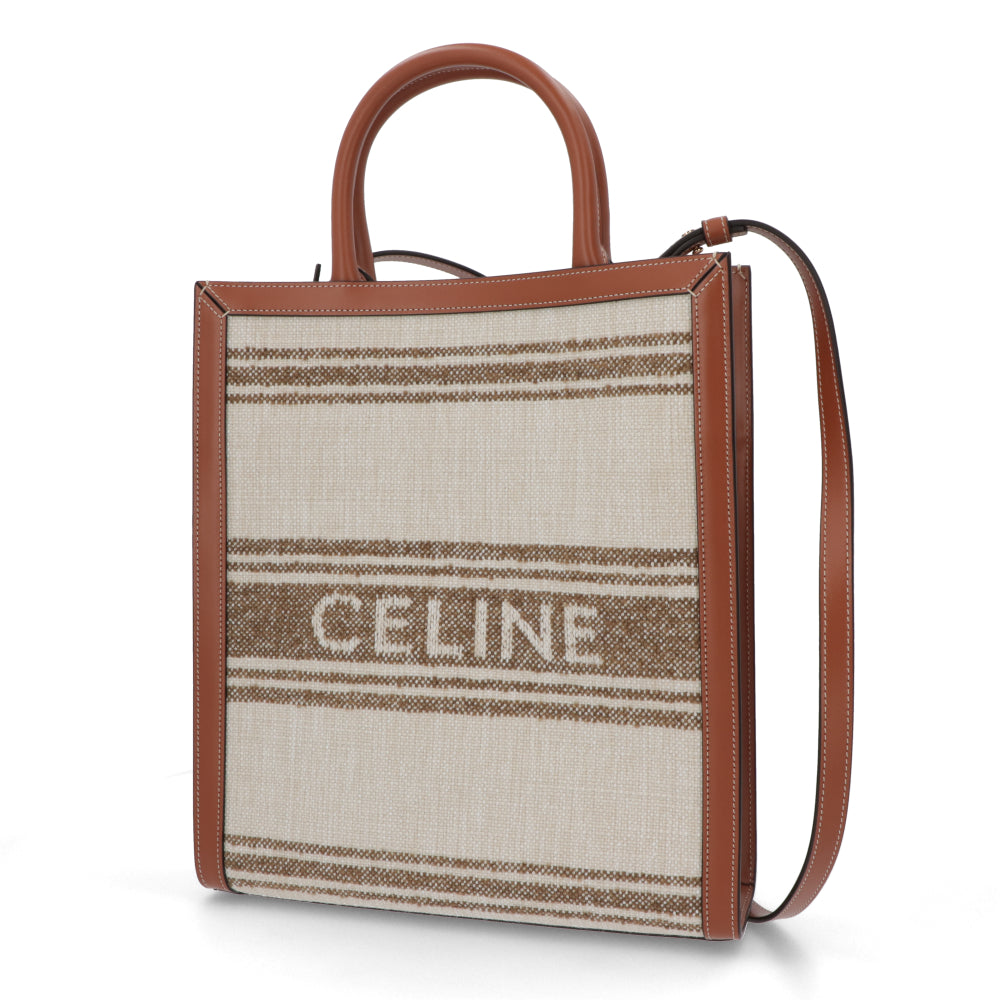 セリーヌ CELINE バッグ トートバッグ ユニセックス スモール カバ バーティカル ブラウン テキスタイル カーフスキントリミング ショルダー 2wayレディース メンズ ロゴ 鞄 Tobacco Tan 19208 2EZ5